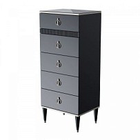 Комод узкий с планкой Римини СОЛО (Черный/Серебро) РМКМ-2(s)