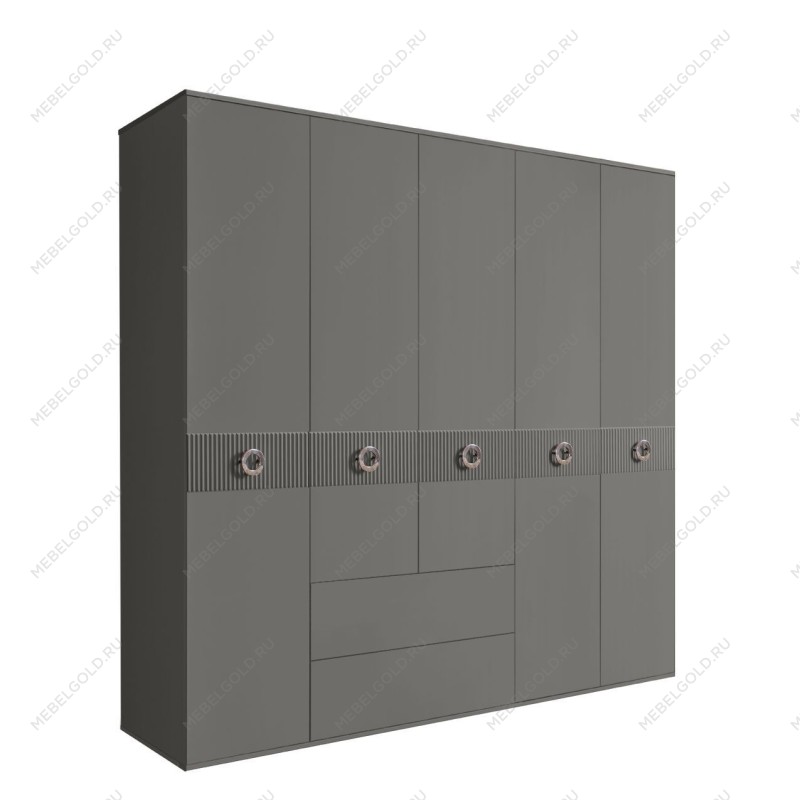 Шкаф 5-ти дверный с ящиками, Bogemia Fillini (Серый/Хром) БМШ2/51(Fi)