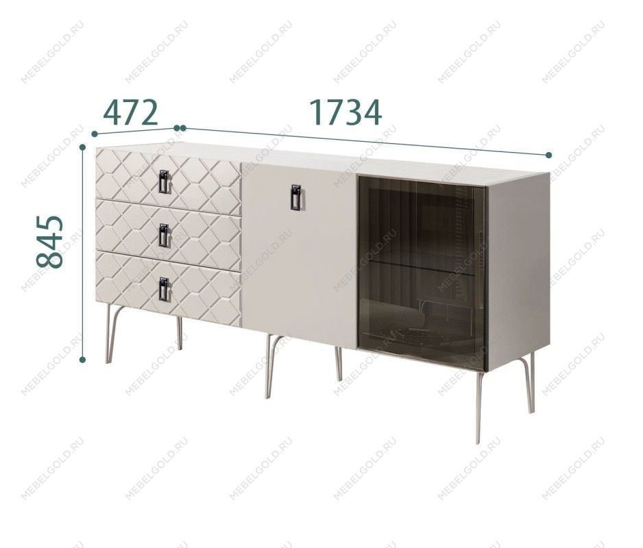 Комод 1.6м Bogemia Farfalle (Шелк) (Novabuk/Черный) БМКМ-4(Fa)[5][10]