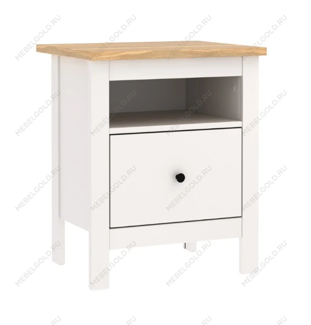 САГА тумба прикроватная белая/ясень