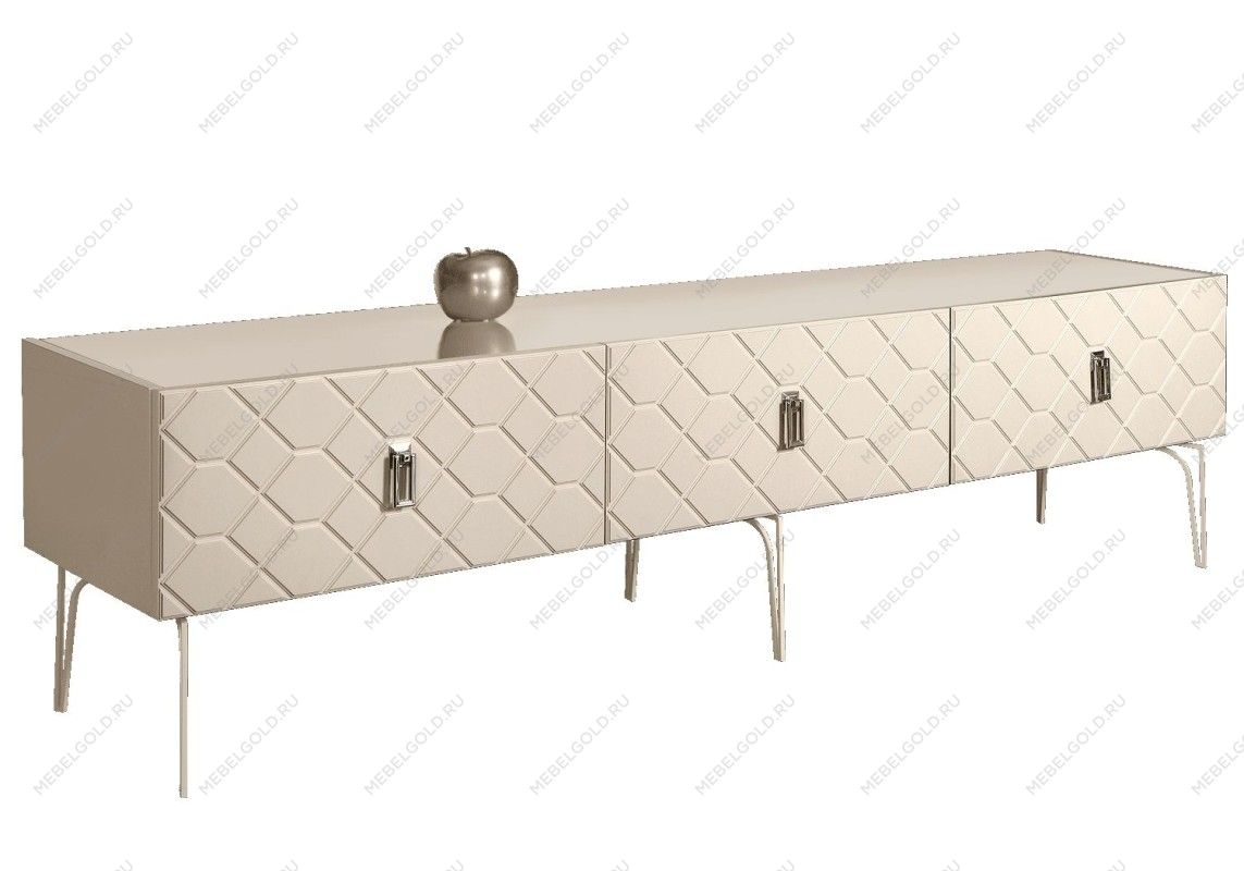 Тумба под телевизор 2.1м Bogemia Farfalle (Слоновая кость) (Lakobel/Хром) БМТ-2(Fa)