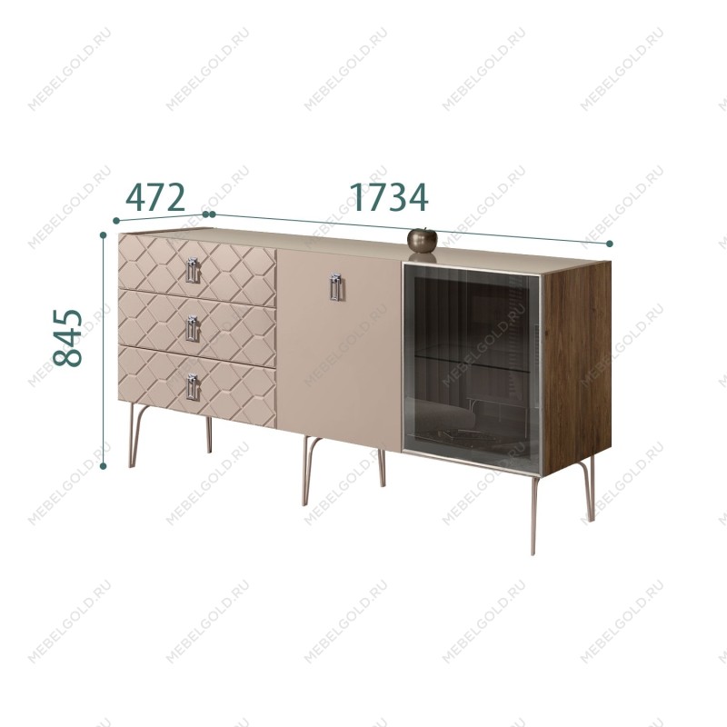 Комод 1.6м Bogemia Woodline Fa (Мокка) (Lakobel/Хром) БМКМ-4[5][10]