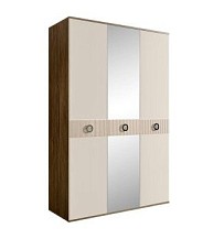 Шкаф 3-х дверный с зеркалом Bogemia Woodline Fi (Слоновая кость/Хром) БМШ1/3