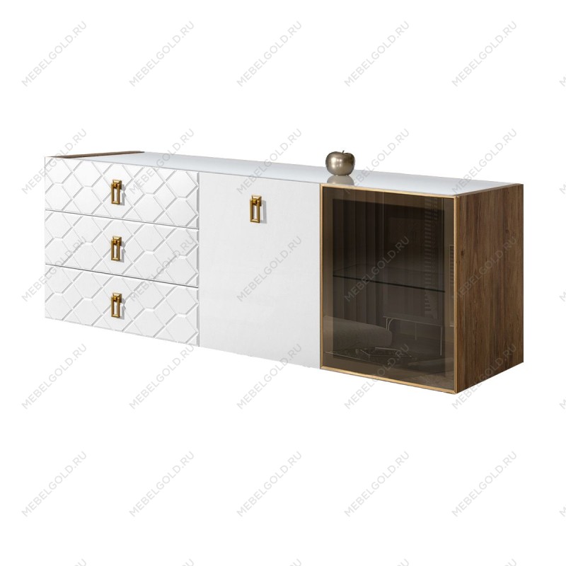 Комод 1.6м Bogemia Woodline Fly Fa (Белый) (Lakobel/Золото) БМКМ-4[5][10]