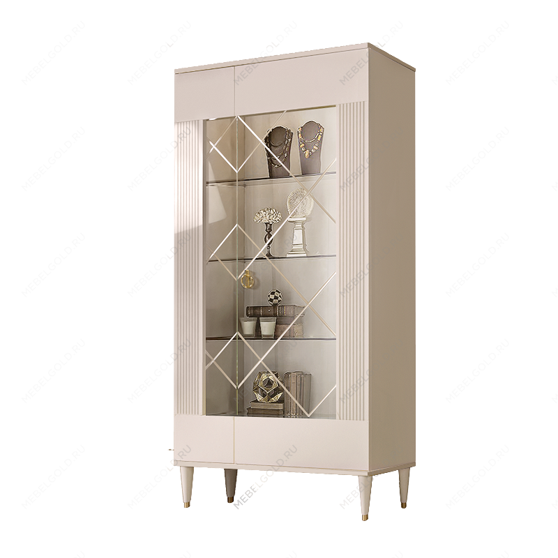 Витрина 2-ств. Римини СОЛО (Бежевый/Золото) (Правая) РМВ2-2С(s)