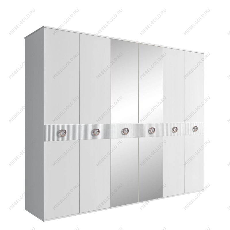 Шкаф 6-ти дв. с зеркалами Bogemia Fillini (Белый/Хром) БМШ1/6(Fi)