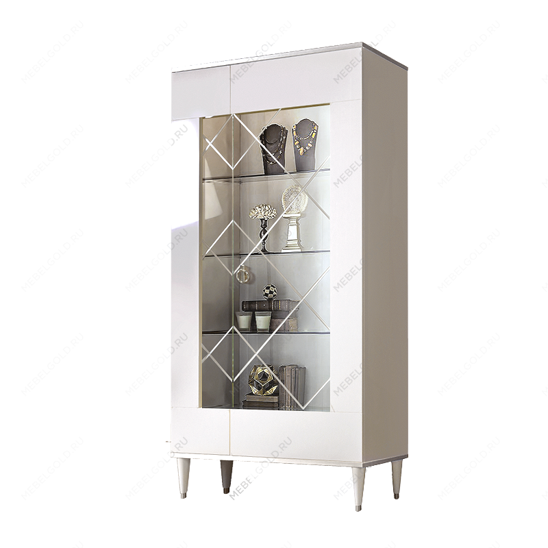 Витрина 2-ств. Римини (Белый/Серебро) (Правая) РМВ2-2С