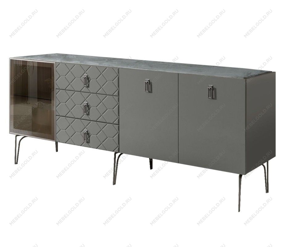 Комод 2.1м Bogemia Farfalle (Серый) (Novabuk/Хром) БМКМ-5(Fa)[4]