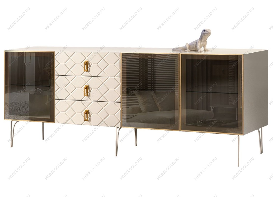 Комод 2.1м Bogemia Farfalle (Слоновая кость) (Lakobel/Золото) БМКМ-5(Fa)[5]