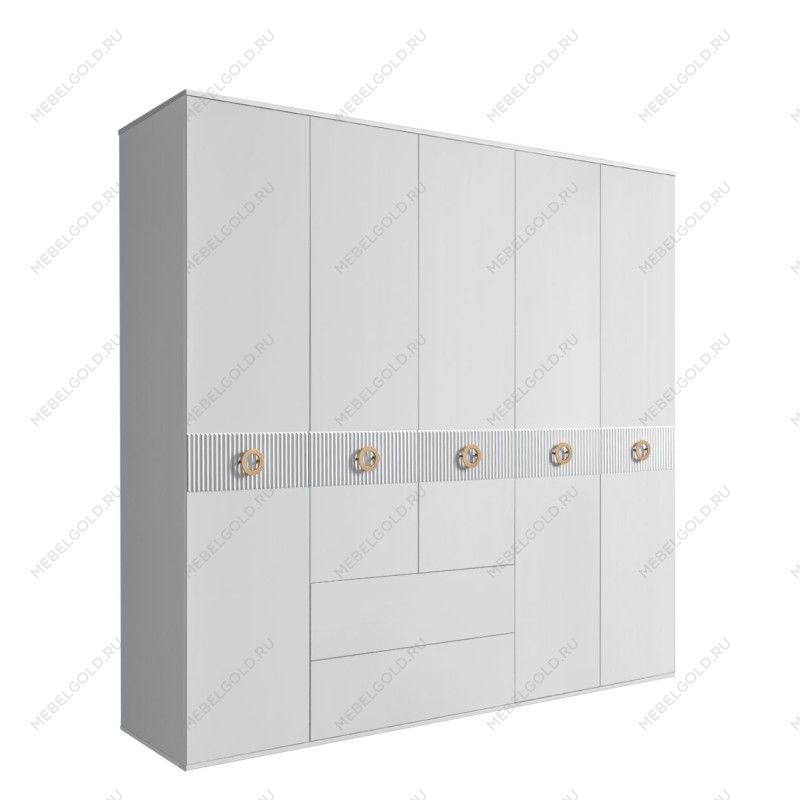 Шкаф 5-ти дверный с ящиками, Bogemia Fillini (Белый/Золото) БМШ2/51(Fi)