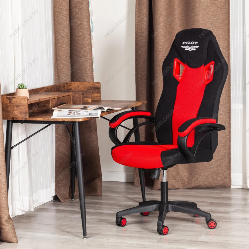 Кресло PILOT (24), флок/ткань, черный/черный/красный, 35/TW-08/TW-11 | изображение 17