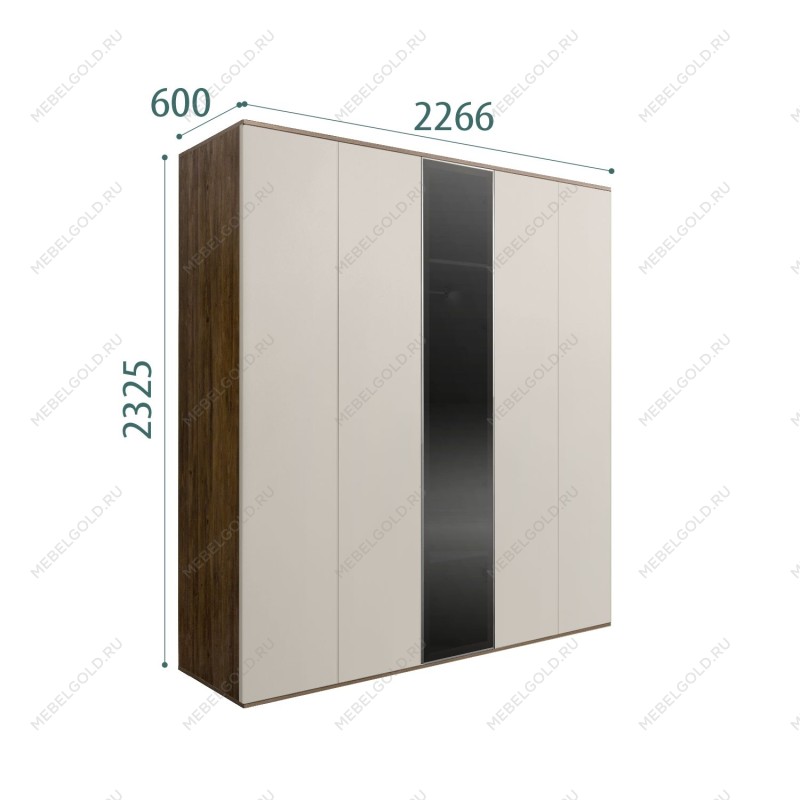 Шкаф 5-ти дв. Bogemia Woodline Air (Шелк/Серебро) БМШ2/5(1)