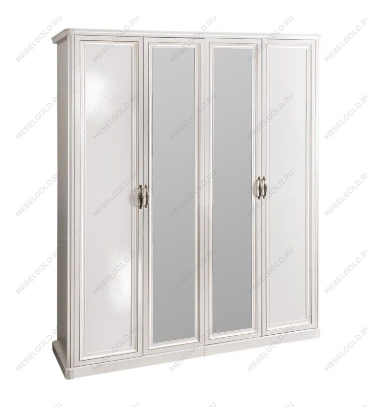 Шкаф Натали 4-дверный (2+2) с зеркалом белый глянец