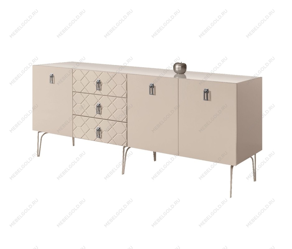 Комод 2.1м Bogemia Farfalle (Ваниль) (Lakobel/Хром) БМКМ-5(Fa)