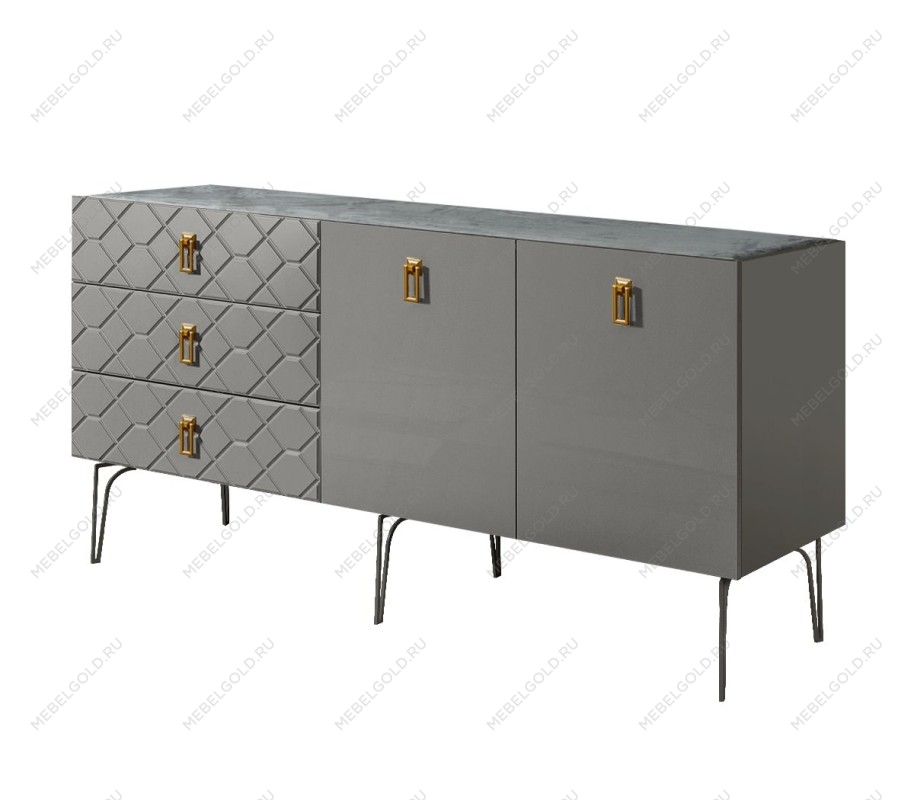 Комод 1.6м Bogemia Farfalle (Серый) (Novabuk/Золото) БМКМ-4(Fa)