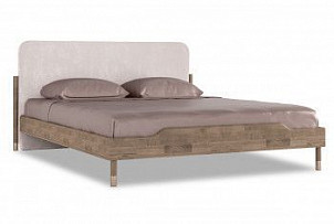 Кровать Меридиан (мягкое изголовье), без основания, без матраса, (1600x2000), к-торфяной дуб, Tiffany 2 Beige