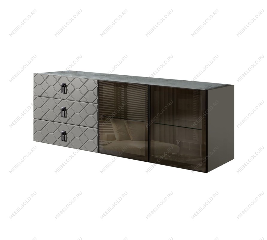 Комод 1.6м Bogemia Fly Farfalle (Серый) (Novabuk/Черный) БМКМ-4[5]