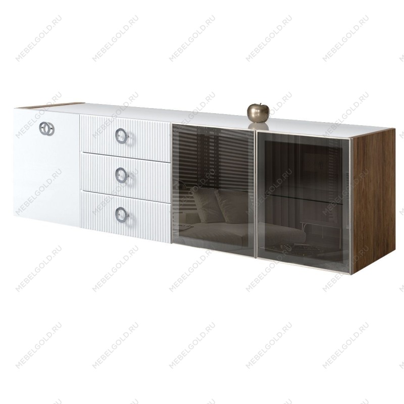 Комод 2.1м Bogemia Woodline Fly Fi (Белый) (Lakobel/Хром) БМКМ-5[5][10]