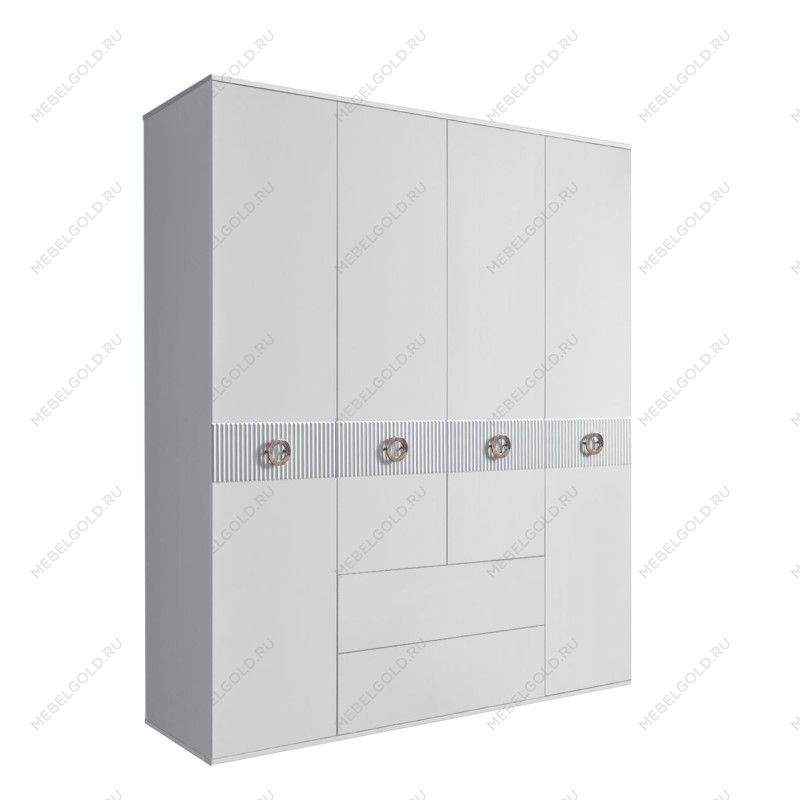 Шкаф 4-х дверный с ящиками, Bogemia Fillini (Белый/Хром) БМШ2/41(Fi)