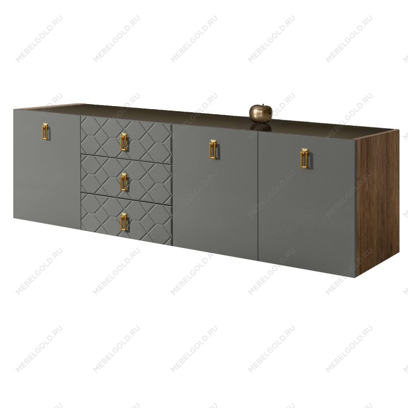 Комод 2.1м Bogemia Woodline Fly Fa (Серый) (Lakobel/Золото) БМКМ-5
