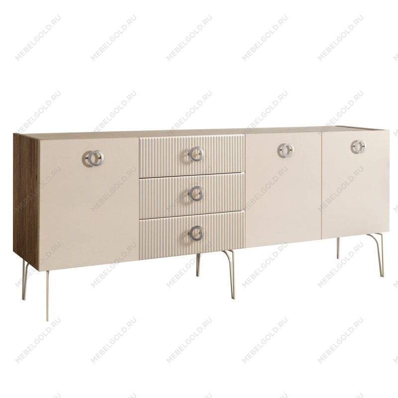 Комод 2.1м Bogemia Woodline Fi (Слоновая кость) (Novabuk/Хром) БМКМ-5