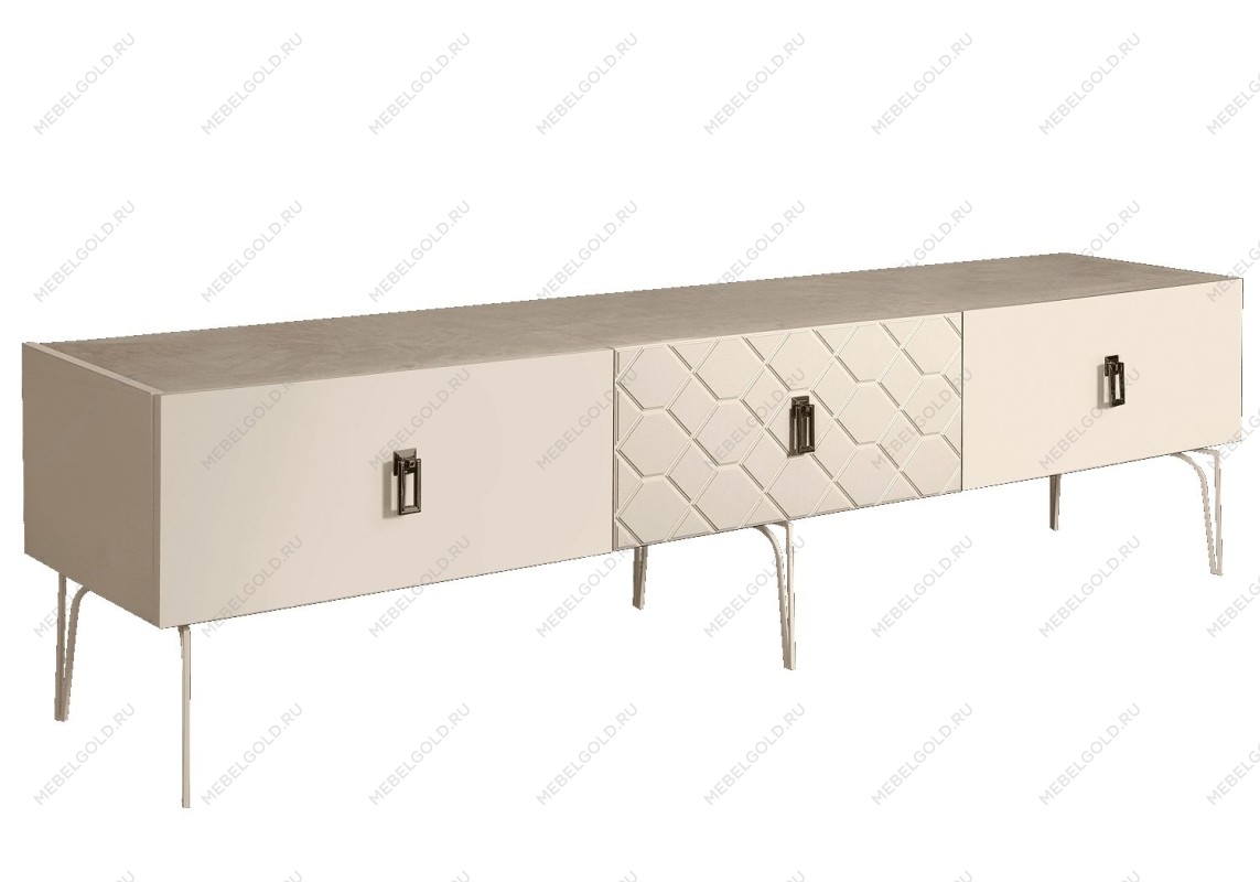 Тумба под телевизор 2.1м Bogemia Farfalle (Слоновая кость) (Novabuk/Черный) БМТ-2(Fa)[10]