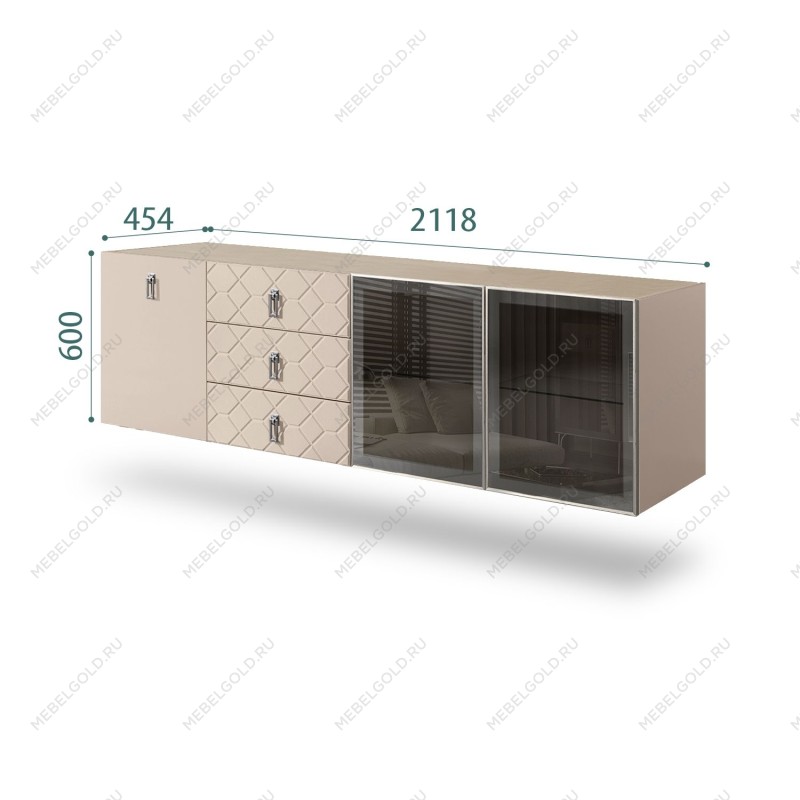 Комод 2.1м Bogemia Fly Fa (Ваниль) (Novabuk/Хром) БМКМ-5[5][10]