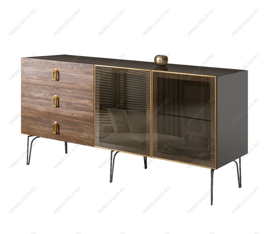 Комод 1.6м Bogemia Wood Fa (Серый) (Lakobel/Золото) БМКМ-4(Wo)[5]