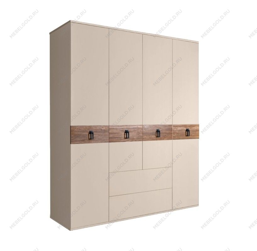 Шкаф 4-х дверный с ящиками, Bogemia Wood Fa (Ваниль/Черный) БМШ2/41(Wo)