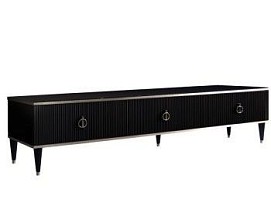 Тумба под телевизор 3 ящика Римини СОЛО (Черный/Серебро) РМТ-4(s)[10]