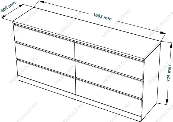 МАЛЬМ / VARMA Комод ИКЕА / IKEA 6D, 160x78x40, шпон, черный | изображение 3