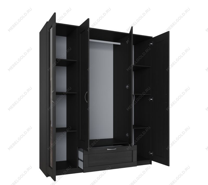 БРИМНЭС / СИРИУС Шкаф ИКЕА / IKEA комбинированный 4 двери и 1 ящик Дуб Венге (с 2 зеркалами) | изображение 2