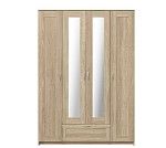 БРИМНЭС / СИРИУС Шкаф четырёхдверный ИКЕА / IKEA с одним выдвижным ящиком и двумя зеркалами, Дуб Сонома | изображение 1