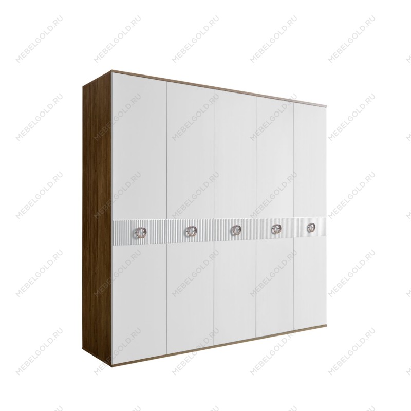 Шкаф 5-ти дв. Bogemia Woodline Fi (Белый/Хром) БМШ2/5(Fi)