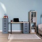 ИНГАР 1/5Т стол письменный 120x75x55, дуб беленый/серо-бирюзовый/черный | изображение 3