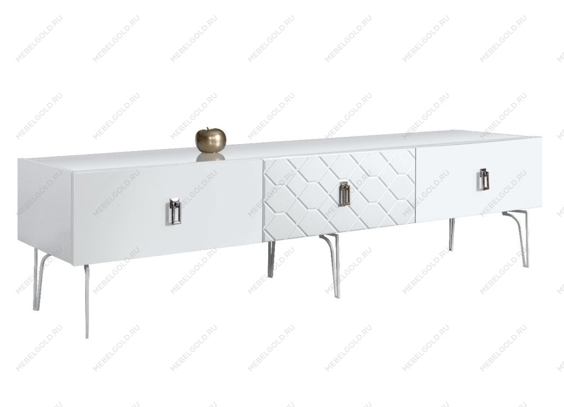 Тумба под телевизор 2.1м Bogemia Farfalle (Белый) (Lakobel/Хром) БМТ-2(Fa)[10]