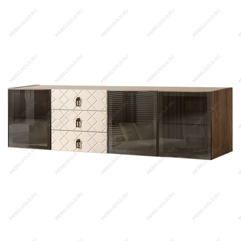 Комод 2.1м Bogemia Woodline Fly Fa (Слоновая кость) (Novabuk/Черный) БМКМ-5[5]