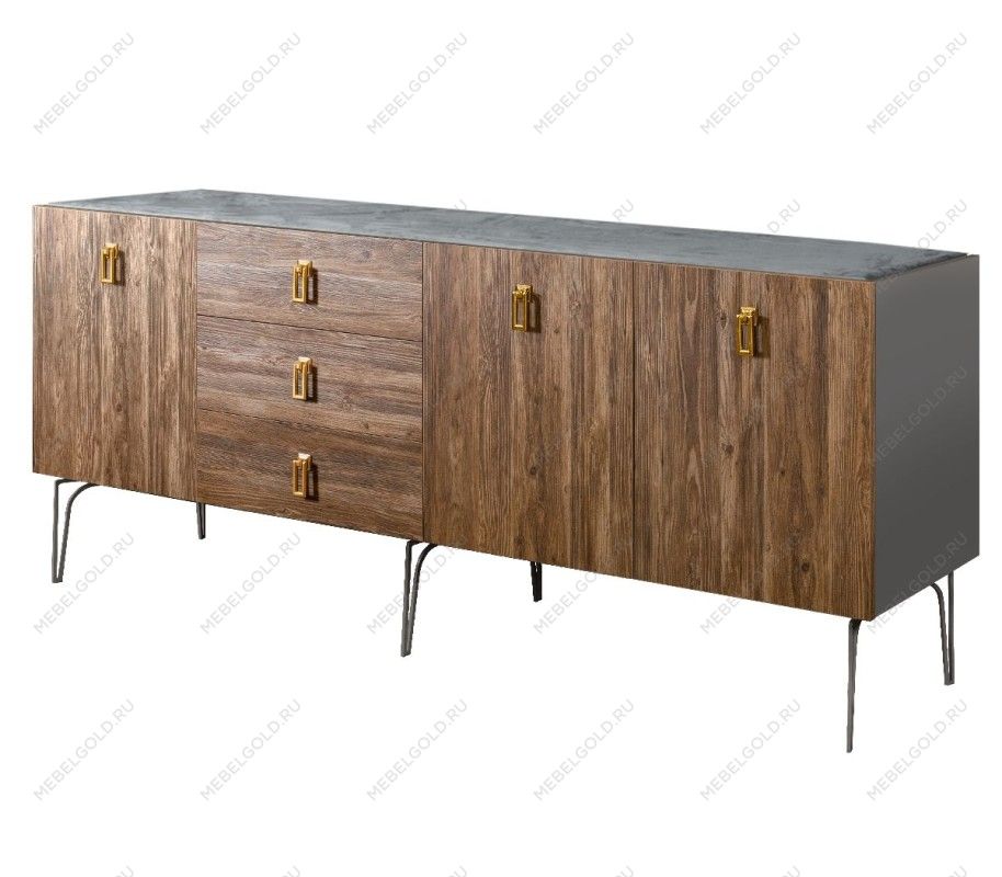 Комод 2.1м Bogemia Wood Fa (Серый) (Novabuk/Золото) БМКМ-5(Wo)