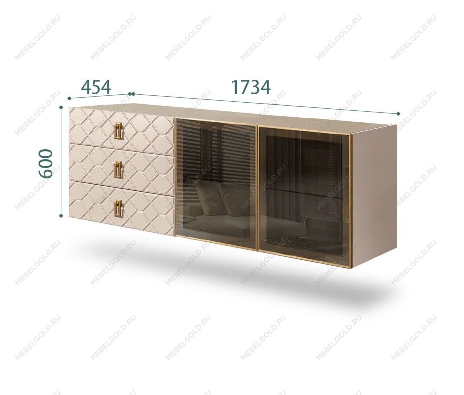 Комод 1.6м Bogemia Fly Farfalle (Ваниль) (Novabuk/Золото) БМКМ-4[5]