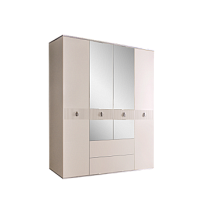 Шкаф 4-х дверный с зеркалом, с ящиками Римини СОЛО (Слоновая кость/Серебро) РМШ1/41(s)