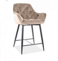 Полубарный стул Signal CHERRY H-2 VELVET (бежевый/черный мат)