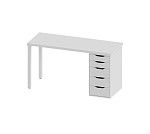 ИНГАР стол письменный ИКЕА / IKEA белый, 140x75, с одной тумбой | изображение 2