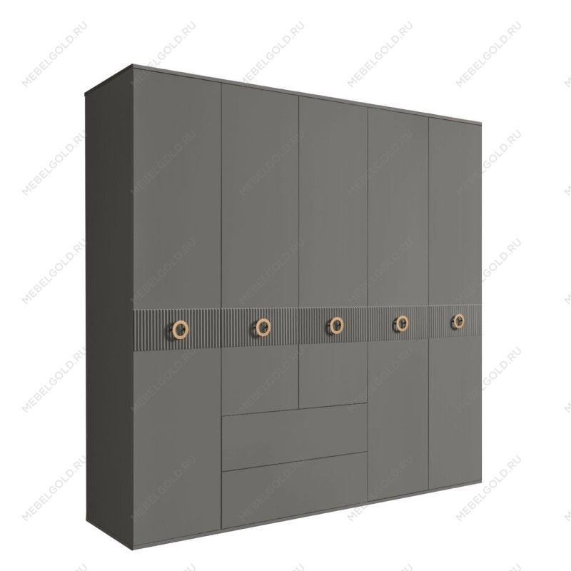 Шкаф 5-ти дверный с ящиками, Bogemia Fillini (Серый/Золото) БМШ2/51(Fi)