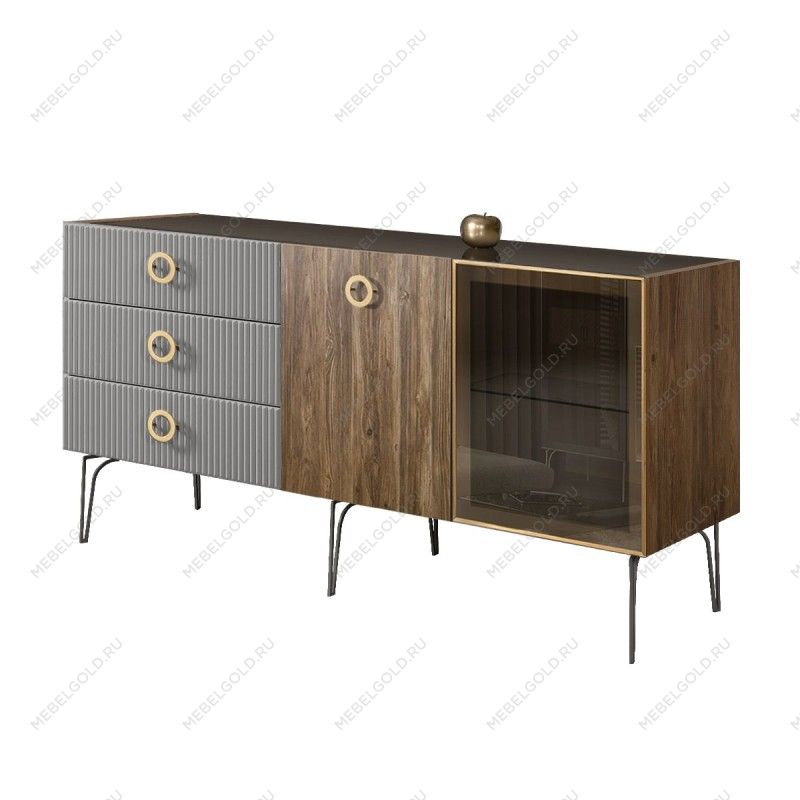 Комод 1.6м Bogemia Woodline Wood Fi (Серый) (Lakobel/Золото) БМКМ-4[5][10]