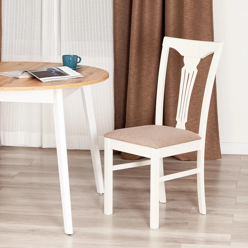 Стул - Гермес/Hermes, дерево гевея, 43х49х94см, Ivory white, ткань серая (TM-164) | изображение 8