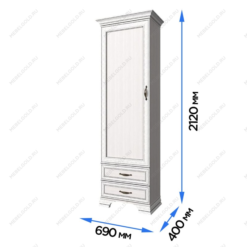 Шкаф 1-створчатый Тиффани 1D2S вудлайн кремовый | изображение 2