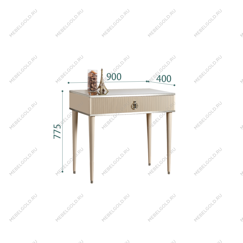 Стол туалетный узкий Римини СОЛО (Ваниль/Серебро) РМСТ-1(s)[9]