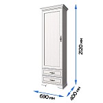 Шкаф 1-створчатый Тиффани 1D2S вудлайн кремовый | изображение 2