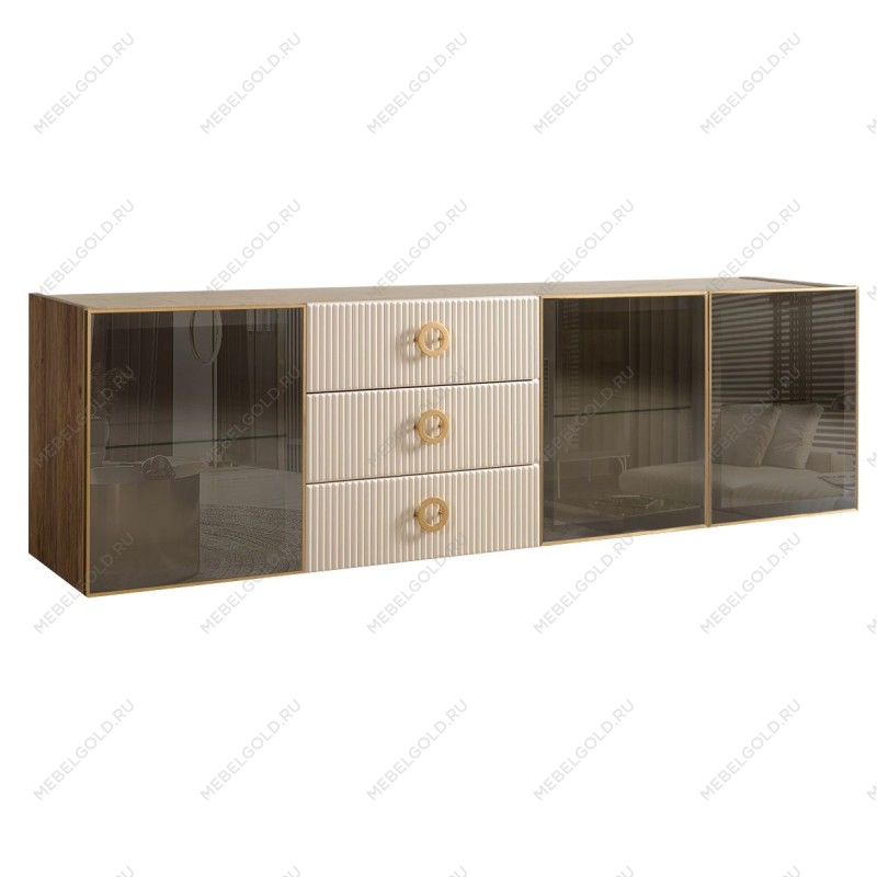 Комод 2.1м Bogemia Woodline Fly Fi (Слоновая кость) (Novabuk/Золото) БМКМ-5[5]