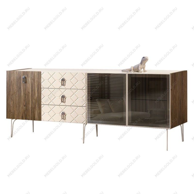 Комод 2.1м Bogemia Woodline Wood Fa (Слоновая кость) (Lakobel/Хром) БМКМ-5[5][10]